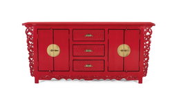 GINER Y COLOMER Aparador avec 2 portes et 3 tiroirs en bois de manguier, Rouge